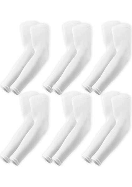 Erkekler ve Kadınlar Için 6 Çift Uv Güneş Koruma Kolluğu-Spor Sıkıştırma Soğutma Kolluğu（beyaz） (Yurt Dışından)