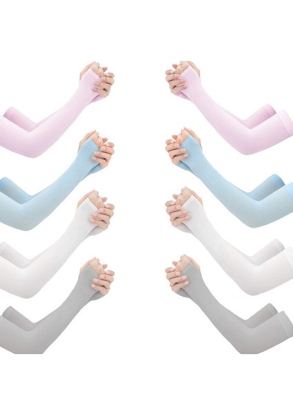 8 Çift Güneş Uzun Kollu Uv Korumalı Serinletici Kol Kollukları（4 Renk） (Yurt Dışından)