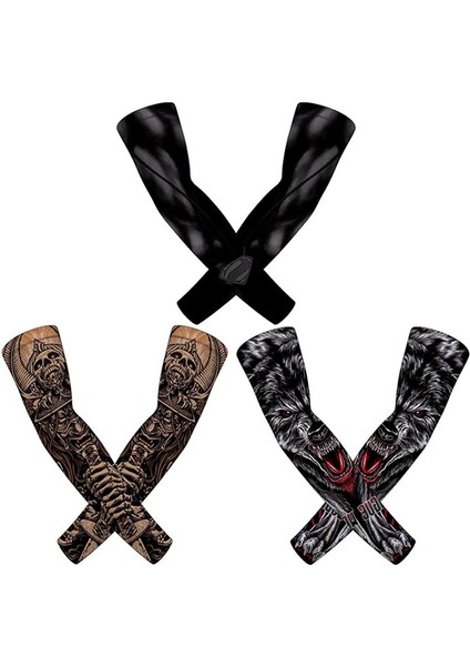 3 Çift, Uv Güneş Korumalı Kol Kolluğu, Unisex Upf 50 Spor Sıkıştırma Soğutma, Dövme Örtüsü, L (Yurt Dışından)