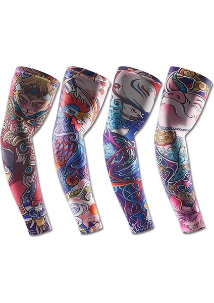 4 Çift Kol Kolluğu Spor Sıkıştırma Soğutma, Uv Güneş Koruması Kaymaz Kol Kolluğu, Style2 (Yurt Dışından)