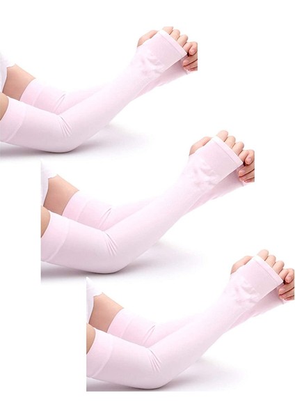3 Çift Atletik El Kılıfı Soğutma Uv Korumalı Kol Kılıfı (Pembe) (Yurt Dışından)