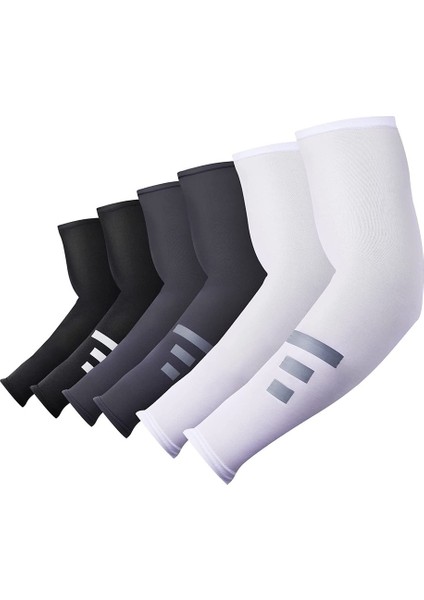 6 Çift Uv Yansıtıcı Askılı Kol Kolluğu Kadınlar Erkekler Için Serinletici Güneş Koruması （3 Renk） (Yurt Dışından)