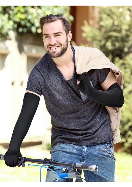 2 Parmak Delikli 2 Çift Soğutucu Kol Kolu Koruyucu Güneş Kolu, 2 Renk (Yurt Dışından) fiyatları