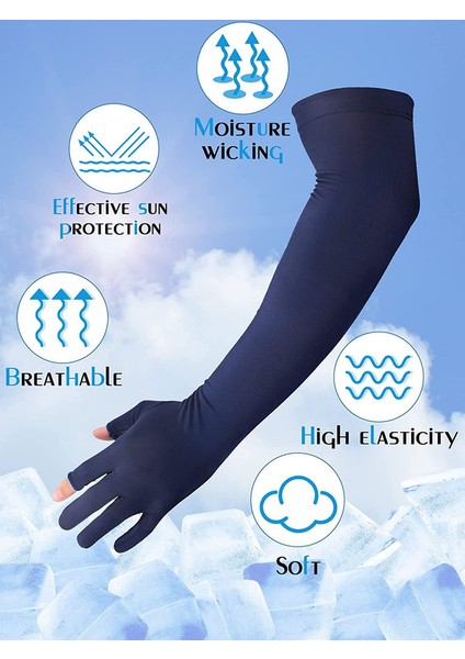 2 Parmak Delikli 2 Çift Soğutucu Kol Kolu Koruyucu Güneş Kolu, 2 Renk (Yurt Dışından) modelleri