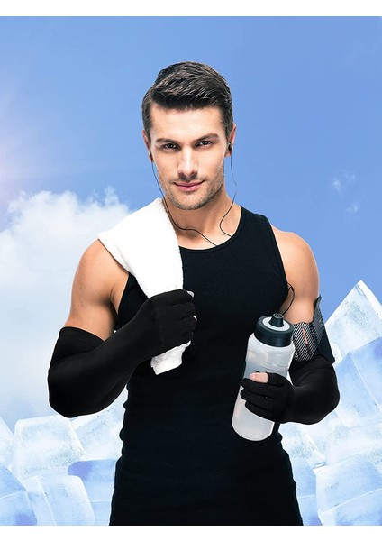 2 Parmak Delikli 2 Çift Soğutucu Kol Kolu Koruyucu Güneş Kolu, 2 Renk (Yurt Dışından) fırsatları