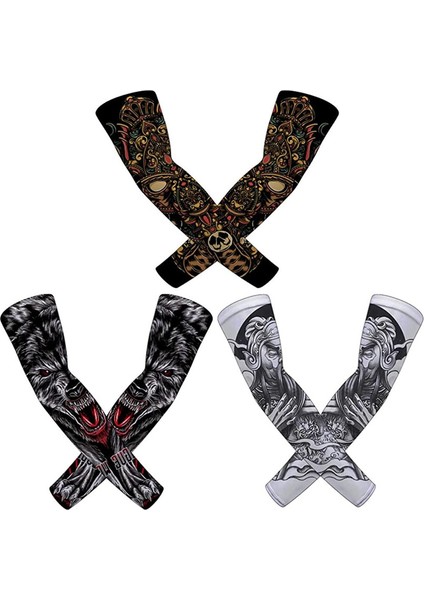 3 Çift, Uv Güneş Korumalı Kol Kolluğu, Yetişkinler Için Unisex Upf 51 Spor Dövme Kılıfı, L (Yurt Dışından)
