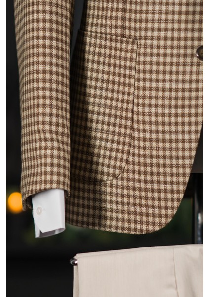 Regular Fit Torba Cep Ekoseli Çift Yırtmaç Yarım Astarlı Erkek Tek Ceket indirimleri