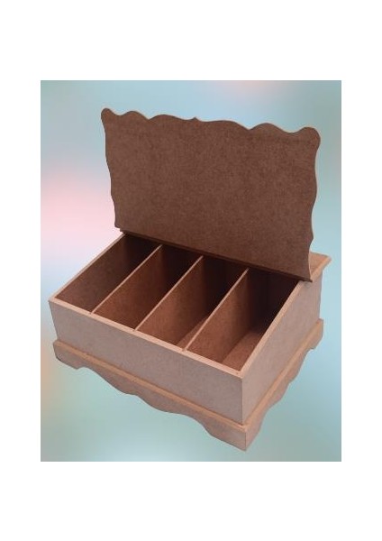 Hobi Dekoratif Model Bölmeli Çay Kutusu Ham Ahşap Mdf El Yapımı indirimleri