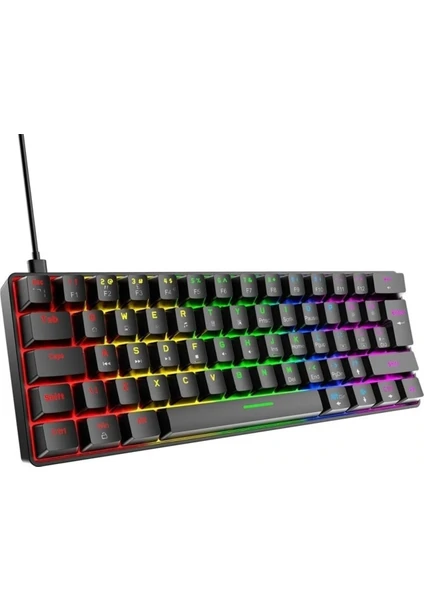 T60 Siyah Kırmızı Switch Rgb Klavye Kablolu Gaming Oyuncu Klavyesi