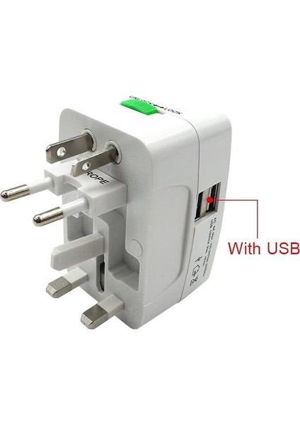 Universal Seyahat Priz Çevirici 2 Port USB Çıkışlı