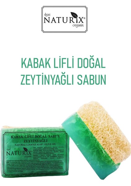 Doğal Kabak Lifli Zeytinyağlı Sabun Nemlendirici Arındırıcı Peeling Etkili Olive Oil Soap 130 Gr