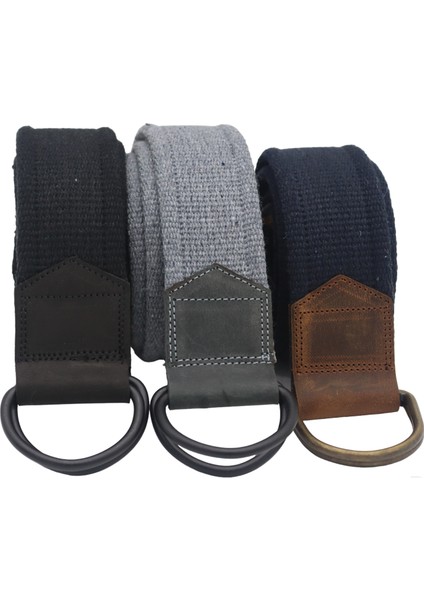 Derili Erkek Kadın Kız Genç Için D Tokalı Siyah Antik Halkalı Dokuma Siyah Koyugri Lacivert Taktik Spor Kanvas Kot Bez Kemer