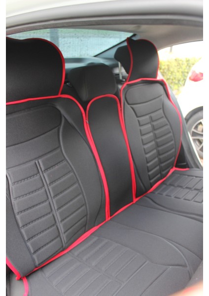Audi A4 Serisi Lüx Oto Koltuk Minderi Ön Arka 5'li Set 5star Serisi Siyah Kırmızı modelleri