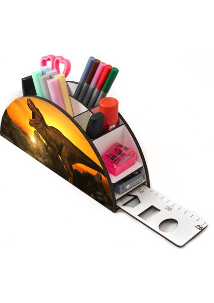 Ahşap Vip Dinazor Seri Gökkuşağı Cetvelli Masaüstü Kalemlik Çocuklar Için Organizer Montajlı Kutulu fiyatları