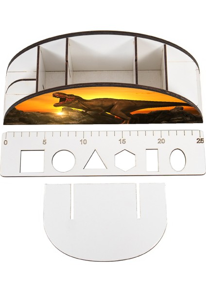 Ahşap Vip Dinazor Seri Gökkuşağı Cetvelli Masaüstü Kalemlik Çocuklar Için Organizer Montajlı Kutulu fırsatları