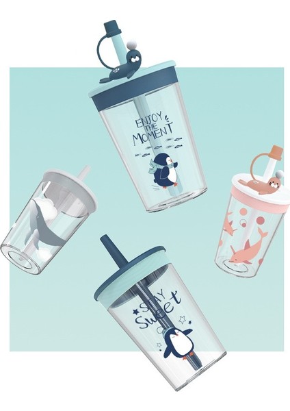 Trıtan Cute Seal Pipetli Bardak Plastik Bardak (Yurt Dışından)