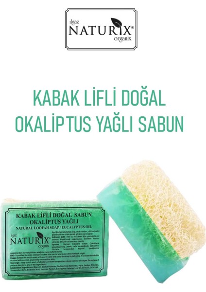 Doğal Kabak Lifli Okaliptus Yağlı Sabun Nemlendirici Peeling Etkili Arındırıcı Okaliptus Soap 130 gr