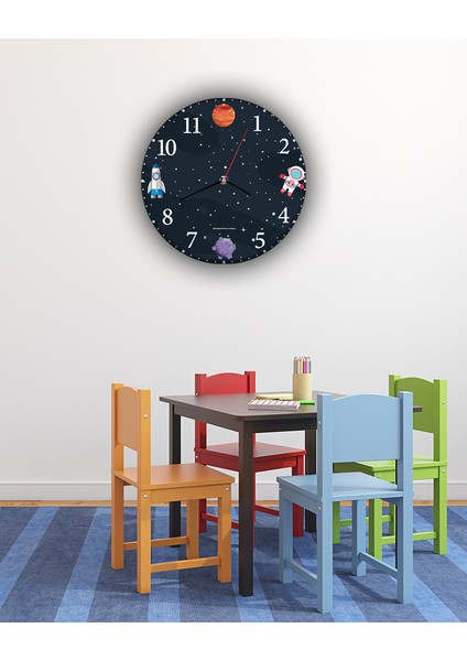 Aksesuar Space Çocuk Dekoratif Ahşap Duvar Saati 33X33 cm