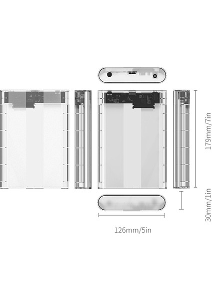 USB 3.0 Micro B Şeffaf 2.5” 3.5” Inch Sata SSD Hard Disk Kutusu