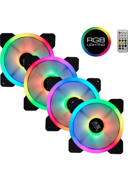 X120 Rgb Kasa Fanı 120MM x 4 Fan + Kontrolcü + Kumanda