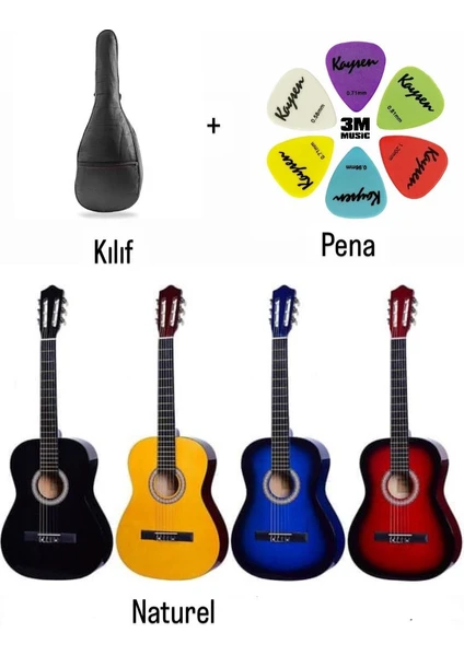 3M Music Klasik Gitar 3/4 ve 4/4 Boy Klasik Gitar Seti Junior Boy ve Tam Boy Gitar