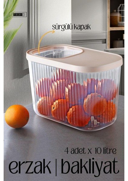 Multibox Erzak Bakliyat Kutusu Sürgülü Kapak 10 Litre 4 Adet 718472