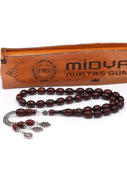 Fırınlanmış Osmanlı Benzetmesi Gümüş Püsküllü Sıkma Kehribar Tesbih 201022258 fırsatları