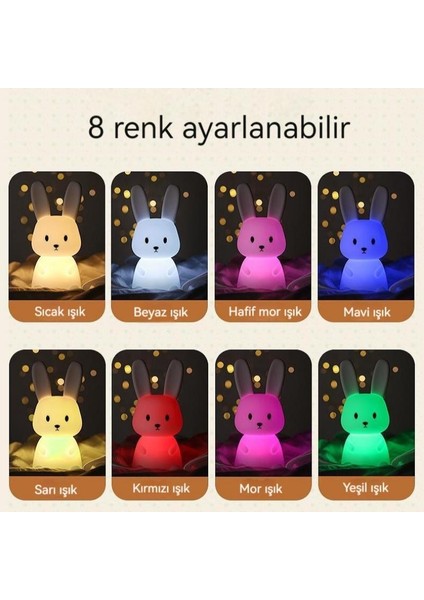 Urban Glow Tavşan Şekli Çocuk Odası Dekorasyonu 8 Renk Renk Değiştiren Gece Işığı (Yurt Dışından)