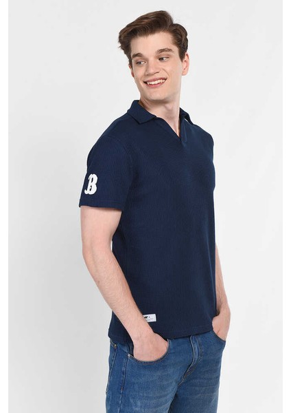 Russel Lacivert Polo Yaka Baskılı Erkek Tshirt modelleri