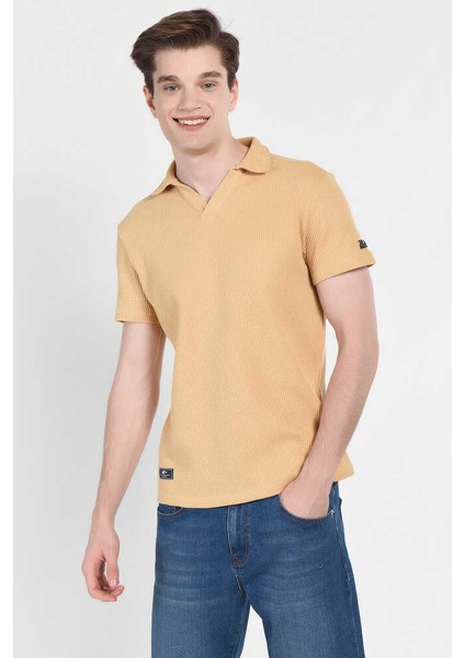 Russel Kahve Polo Yaka Baskılı Erkek Tshirt