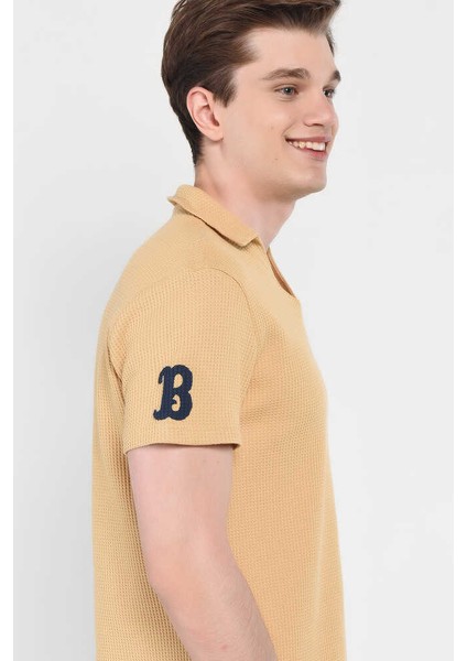 Russel Kahve Polo Yaka Baskılı Erkek Tshirt modelleri