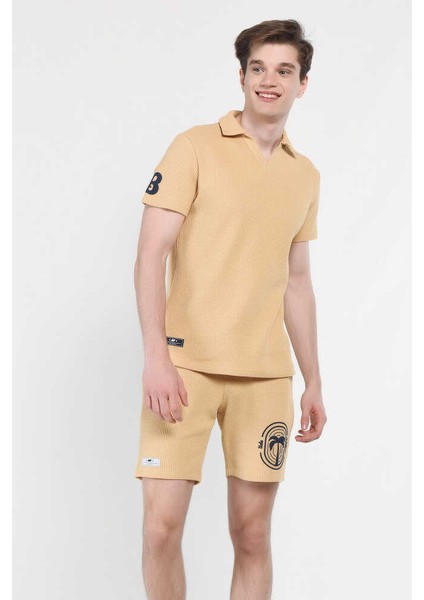 Russel Kahve Polo Yaka Baskılı Erkek Tshirt indirimleri