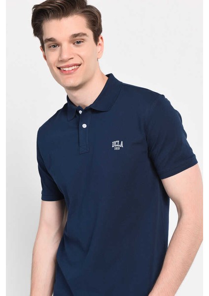 Lakes Lacivert Polo Yaka Nakışlı Erkek Tshirt