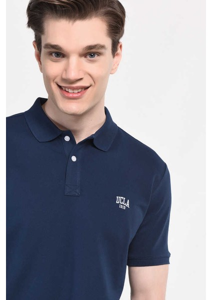 Lakes Lacivert Polo Yaka Nakışlı Erkek Tshirt