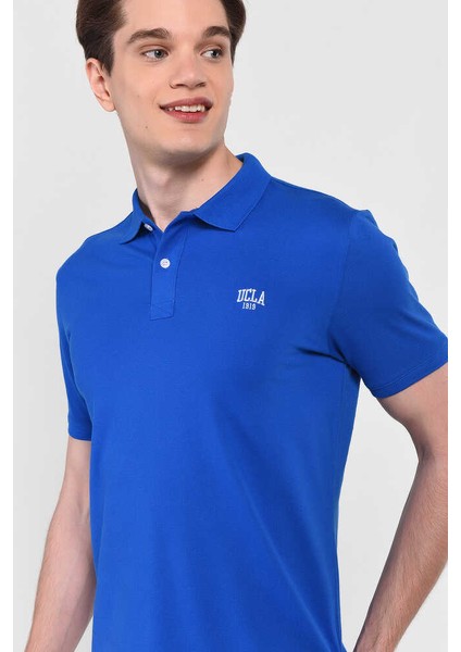 Lakes Mavi Polo Yaka Nakışlı Erkek Tshirt modelleri