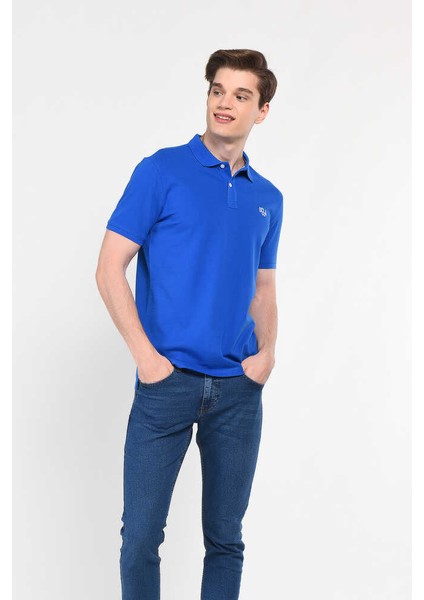 Lakes Mavi Polo Yaka Nakışlı Erkek Tshirt indirimleri