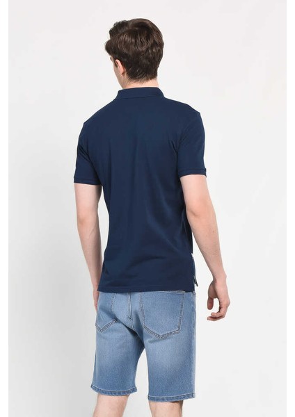 Lakes Lacivert Polo Yaka Nakışlı Erkek Tshirt