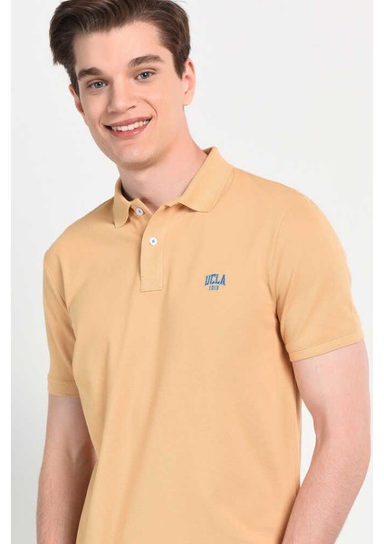 Lakes Kahve Polo Yaka Nakışlı Erkek Tshirt