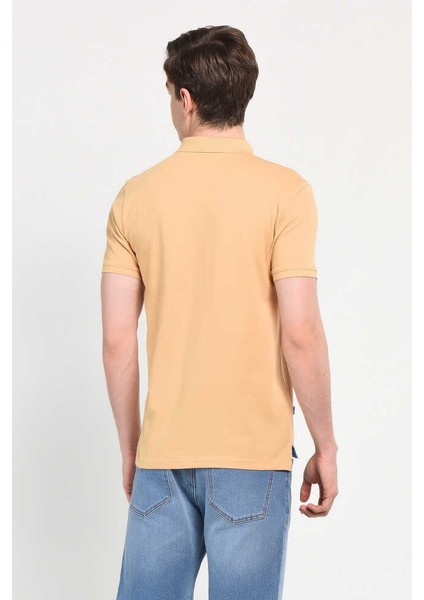 Lakes Kahve Polo Yaka Nakışlı Erkek Tshirt