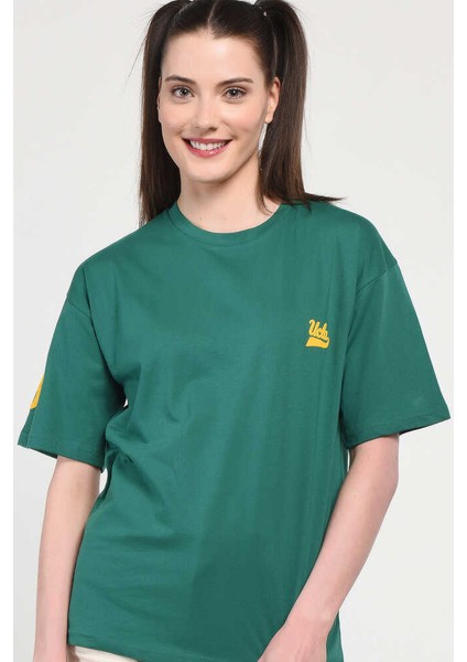 Paradıso Yeşil Bisiklet Yaka Baskılı Kadın Tshirt