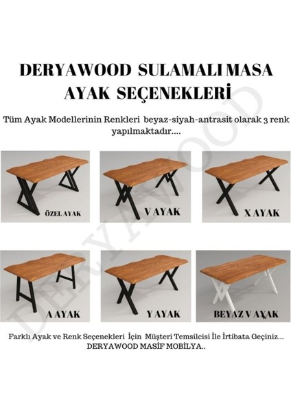 Masif Ahşap Laurus Sulamalı Yemek Masası Beyaz Ayak 70*100*76CM