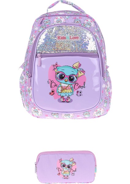 Kids&love 2 Li Set Pullu-Rugan Owl Sırt Çantası ve Kalem Çantası