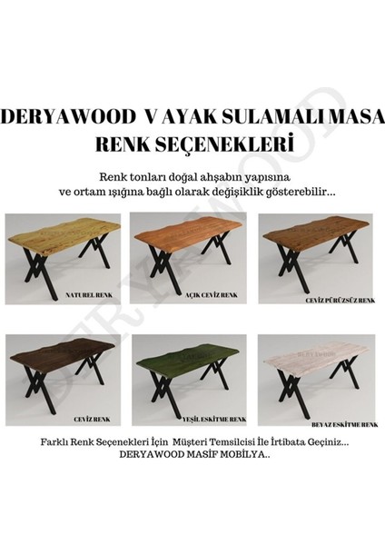 Masif Ahşap Laurus Sulamalı Yemek Masası Beyaz Ayak 85*180*76CM
