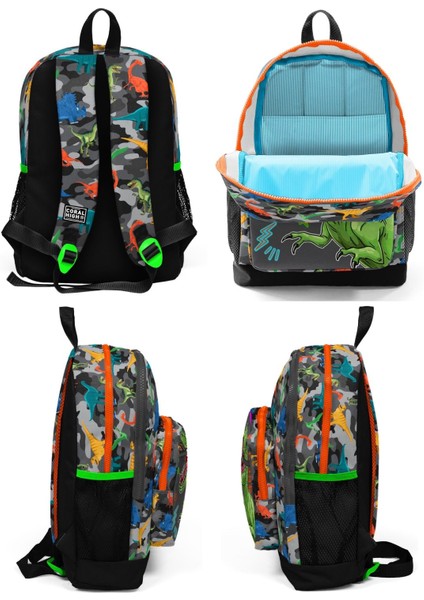 Gri Yeşil Dinazor Okul Sırt ve Beslenme Çantası Seti indirimleri