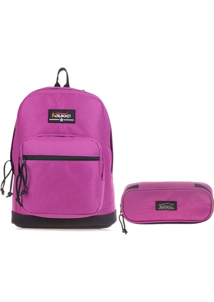Mürdüm Üç Bölmeli Okul Günlük Sırt Çantası ve Kalemlik Seti (Kız)