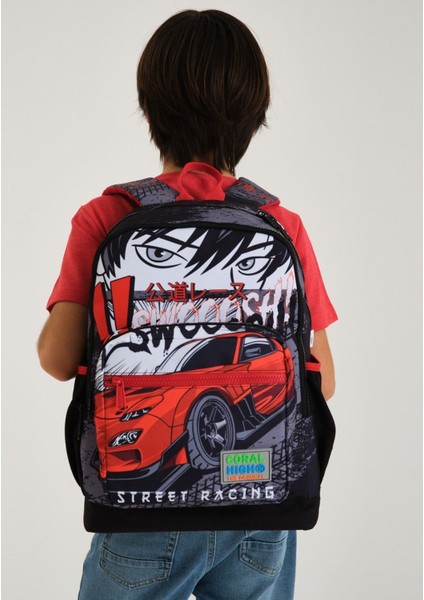 Siyah Kırmızı Araba Okul Sırt ve Beslenme Çantası Seti modelleri