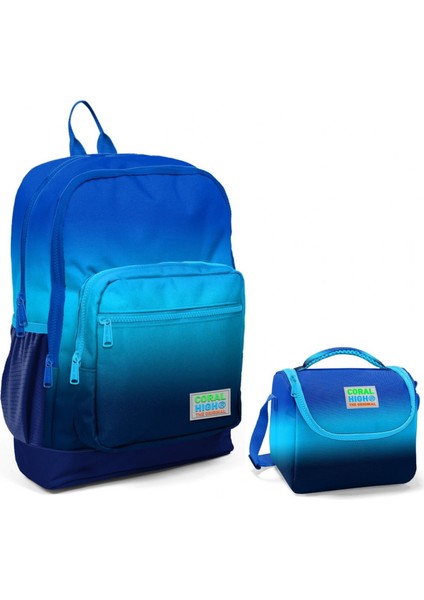 Lacivert Mavi Gradyan Okul Sırt ve Beslenme Çantası Seti