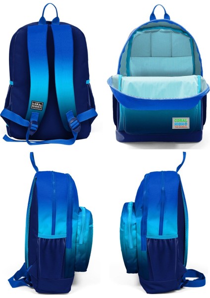 Lacivert Mavi Gradyan Okul Sırt ve Beslenme Çantası Seti modelleri