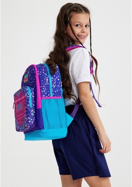 Mor Mavi Kalp Ilkokul Sırt Çantası ve Kalemlik Seti fırsatları
