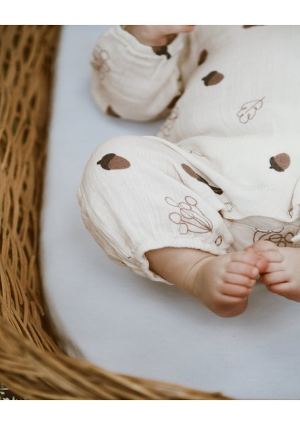 Organik Müslin Pamuk Bebek Tulumu